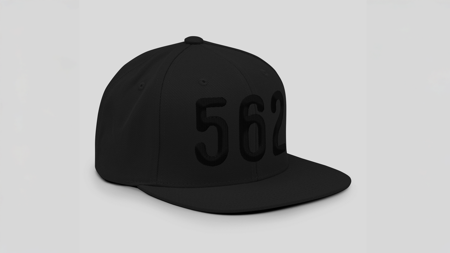 LA Strong 562 Area Code 3D Puff Printed Classic Black Snapback Hat