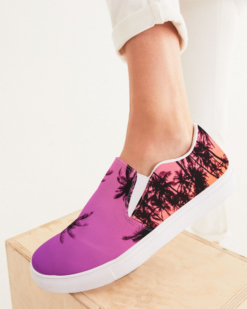 Neon Nights on Miami Beach Women's Slip-On Canvas Shoe