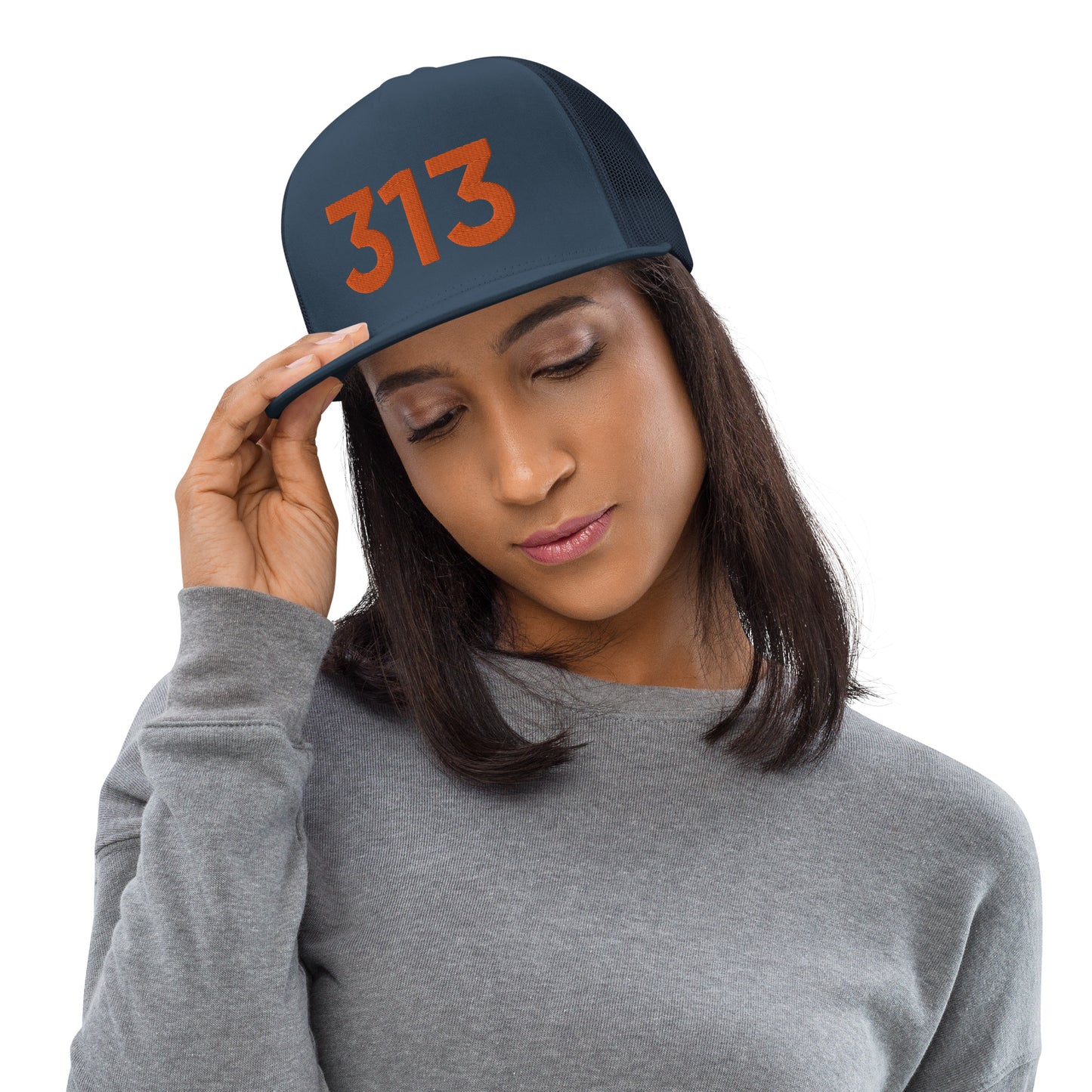 313 Detroit Blue Trucker Hat