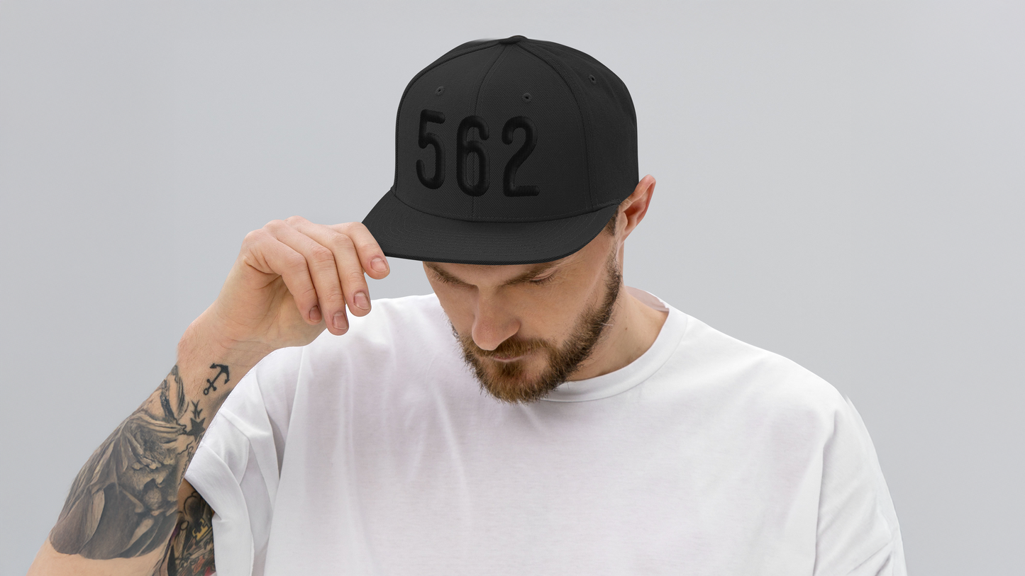 LA Strong 562 Area Code 3D Puff Printed Classic Black Snapback Hat
