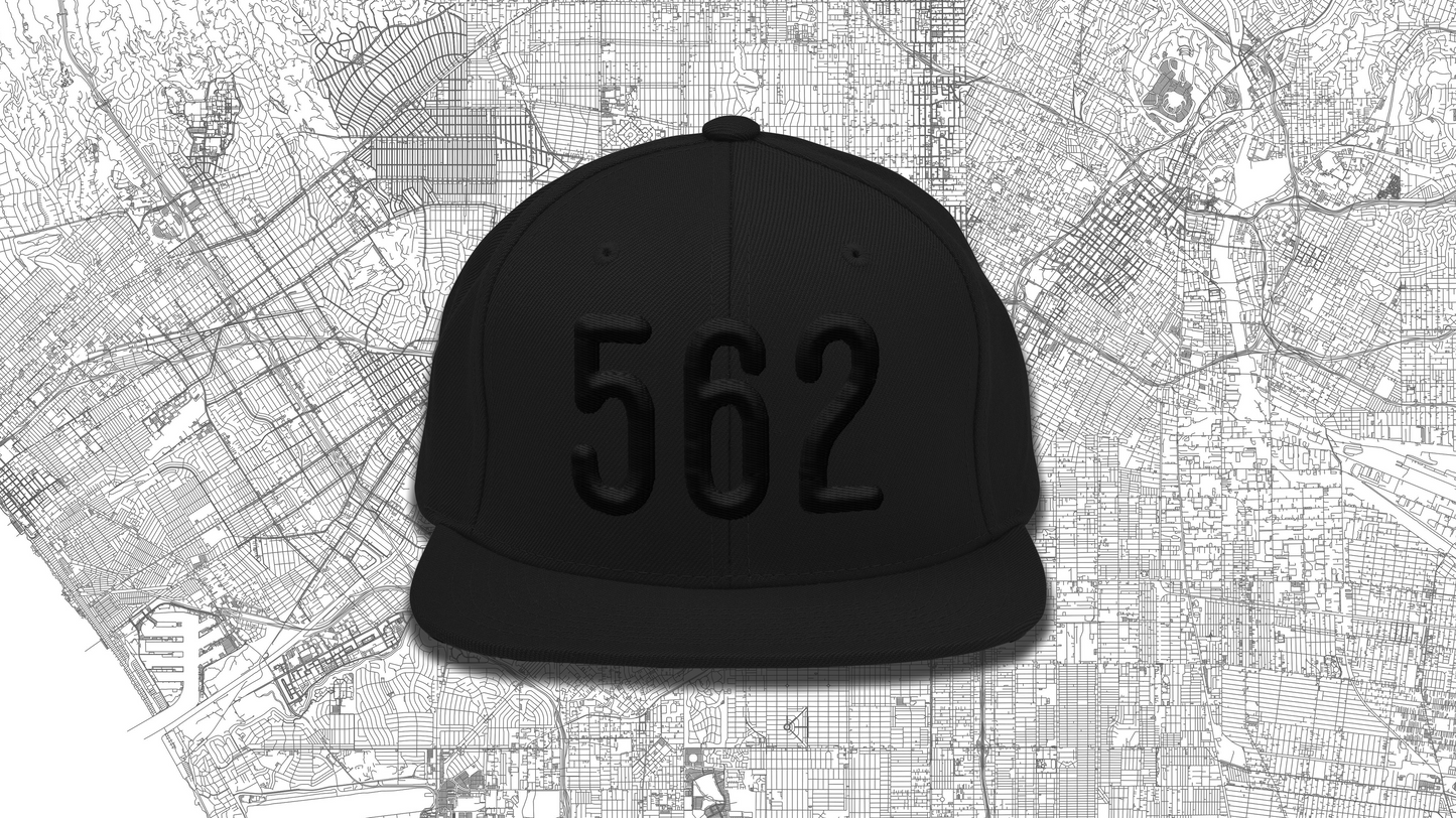 LA Strong 562 Area Code 3D Puff Printed Classic Black Snapback Hat