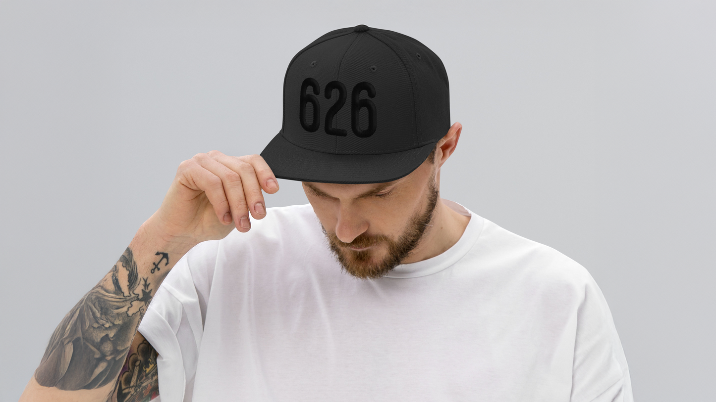 LA Strong 626 Area Code 3D Puff Printed Classic Black Snapback Hat