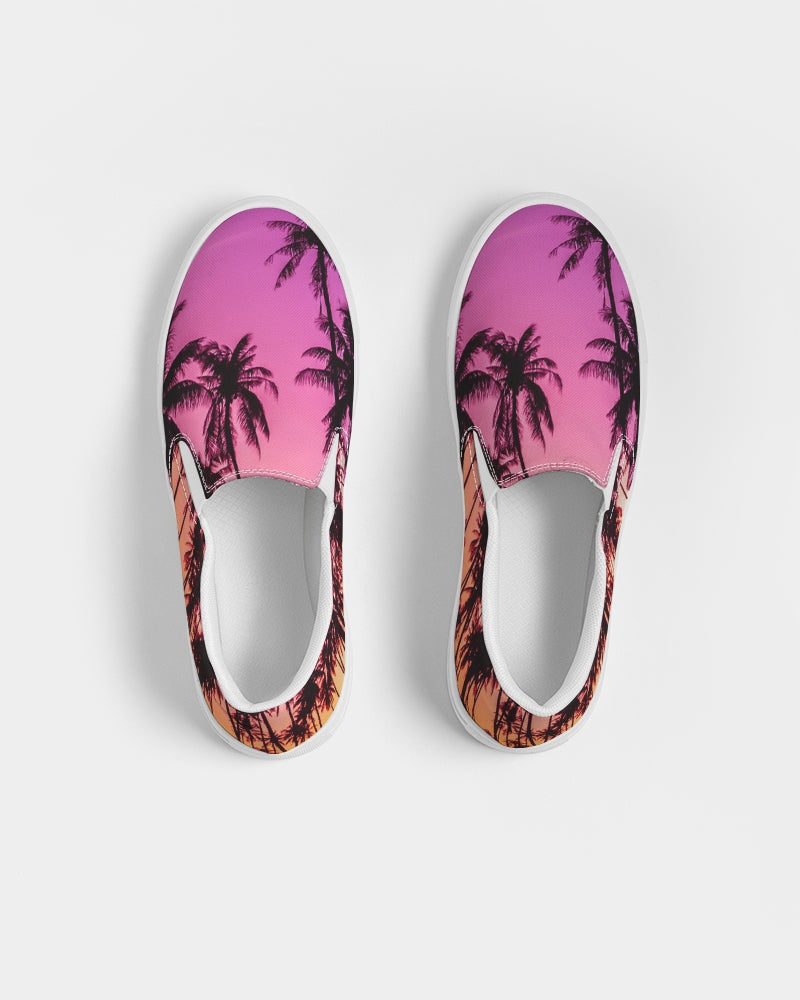 Neon Nights on Miami Beach Men's Slip-On Canvas Shoe