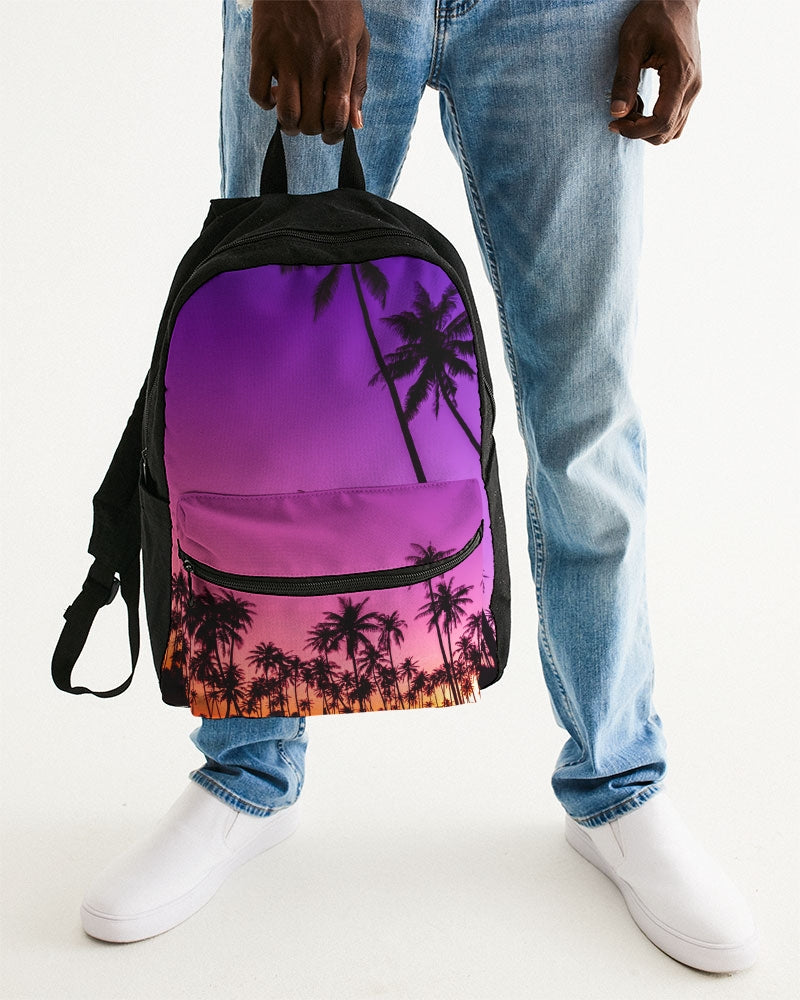 Neon Nights on Miami Beach Small Canvas Backpack